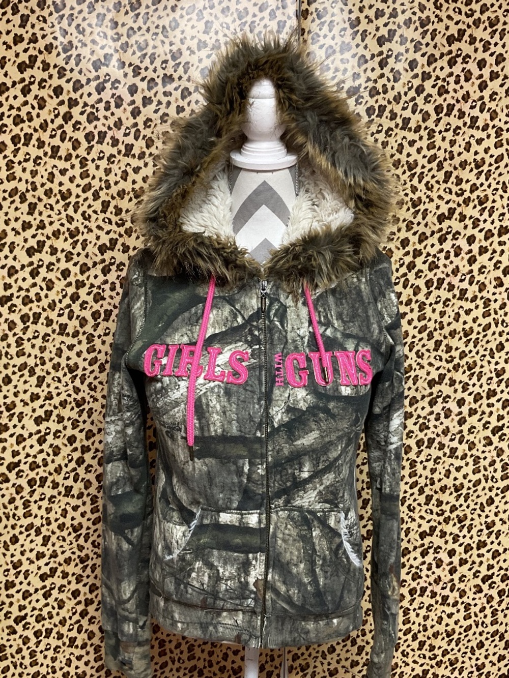 Girls with Guns lined winter hunting fur zip up hoodie—One of a kind